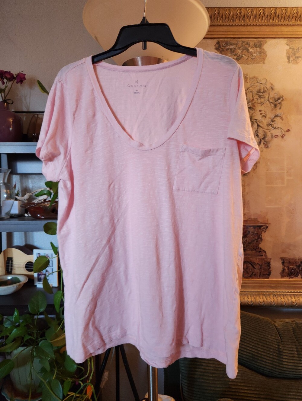 Caslon Pink V-Neck Pocket T-Shirt XXL
